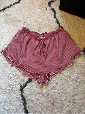 Doen Red Gingham Ruffle Sleep Shorts